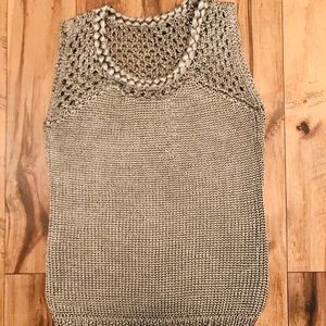 Banana Republic Braided Crochet Gold Knit Top